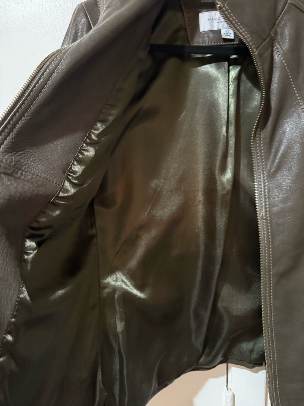 Vintage butter soft Marc New York Women's Olive-Brown Leather Zip Jacket - Picture 6 of 6